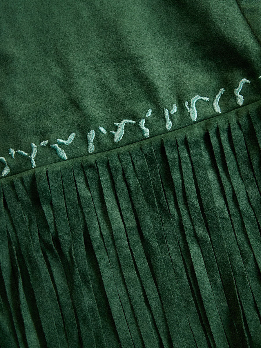 Opal – Faux Suede Fringe Mini Dress