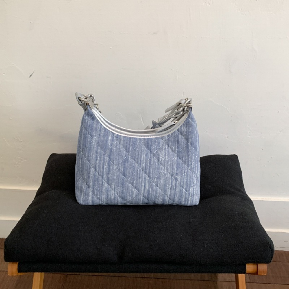 Fern Quilted Denim-Look Shoulder Bag — Sernelle — view 11