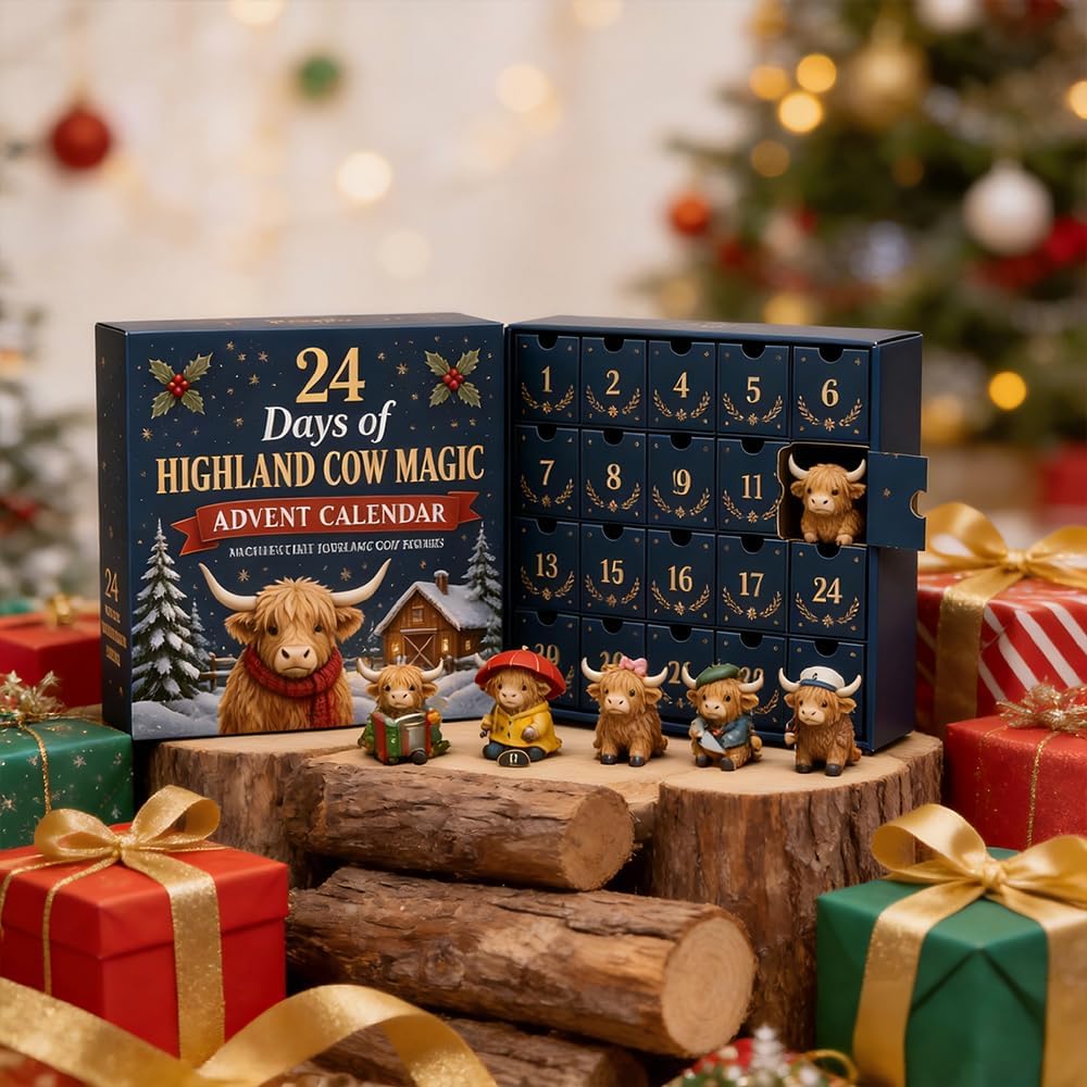 Highland Cow Advent Calendar – 24 Days of Collectible Mini Figures