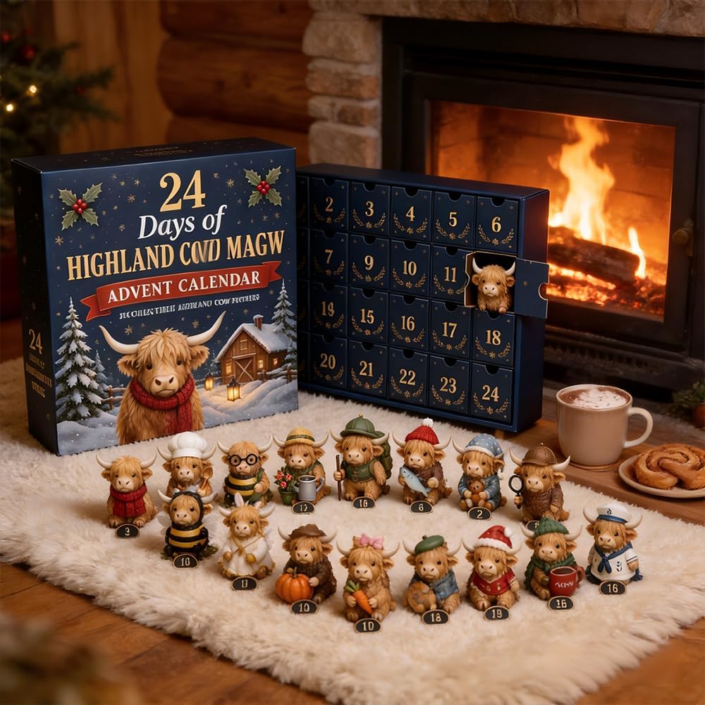 Highland Cow Advent Calendar – 24 Days of Collectible Mini Figures