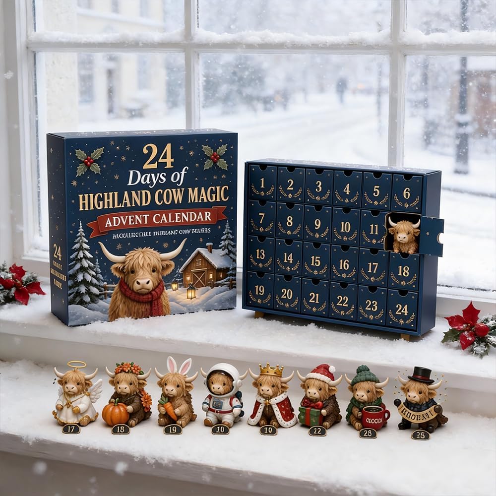 Highland Cow Advent Calendar – 24 Days of Collectible Mini Figures