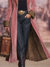 Clementine – Velvet Coat with Leopard Trim