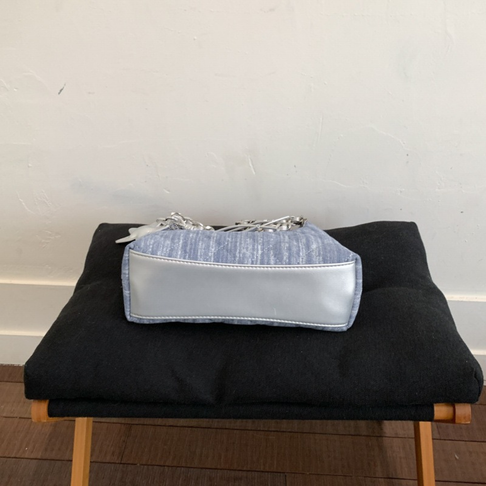 Fern Quilted Denim-Look Shoulder Bag — Sernelle — view 13