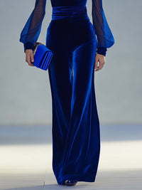Winona – Velvet Jumpsuit with Sheer Sleeves