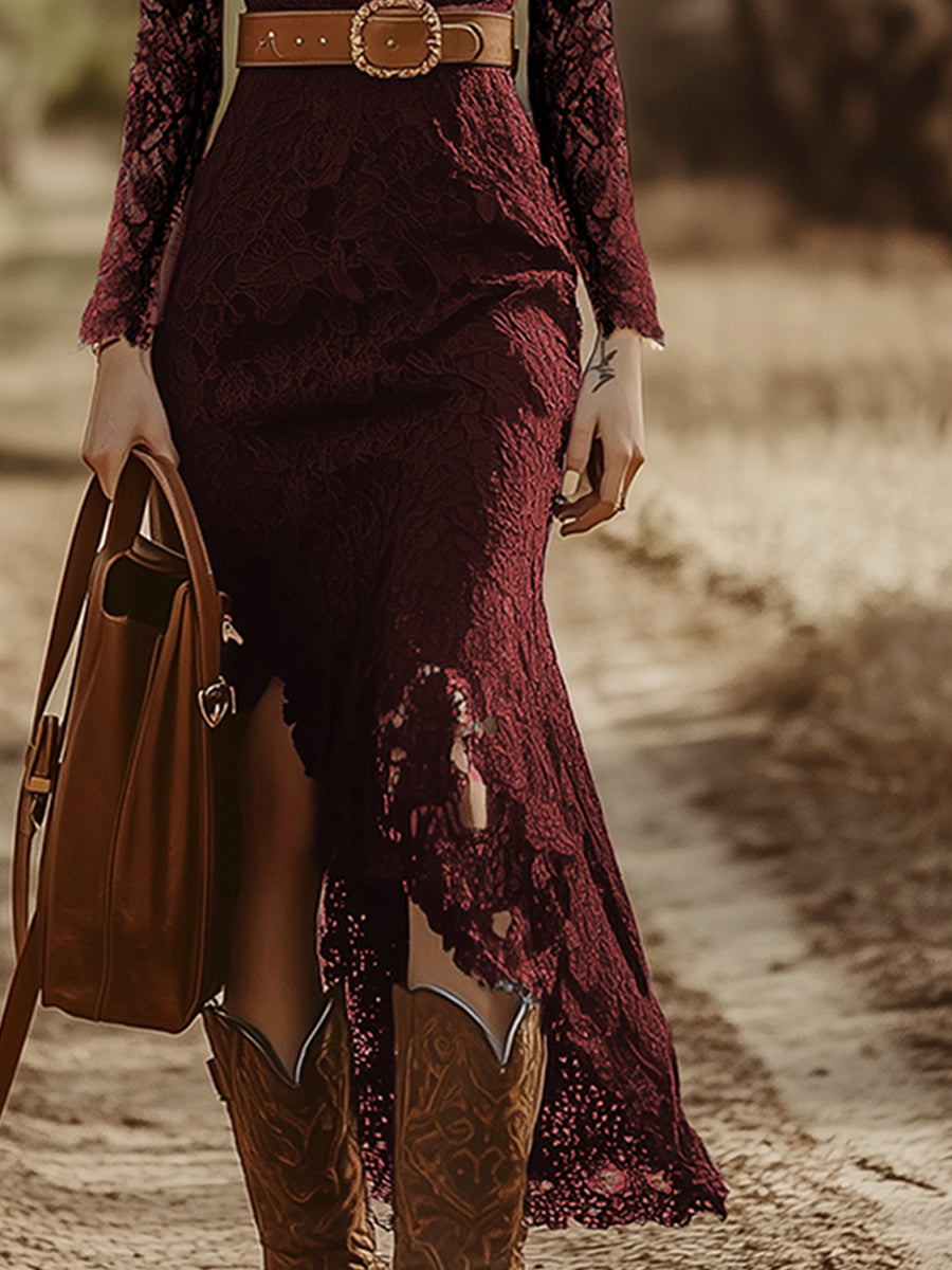 Ingrid – Lace Long-Sleeve Midi Dress