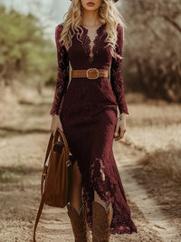 Ingrid – Lace Long-Sleeve Midi Dress