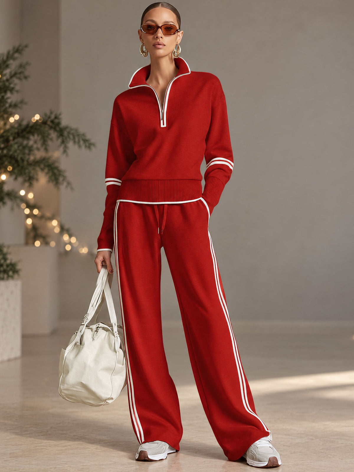 Imogen – Half-Zip Sweatshirt & Wide-Leg Pants Set