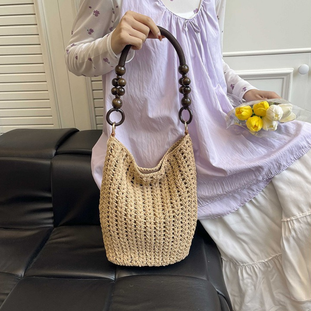 Etta Beaded Handle Woven Bag — Sernelle — view 8