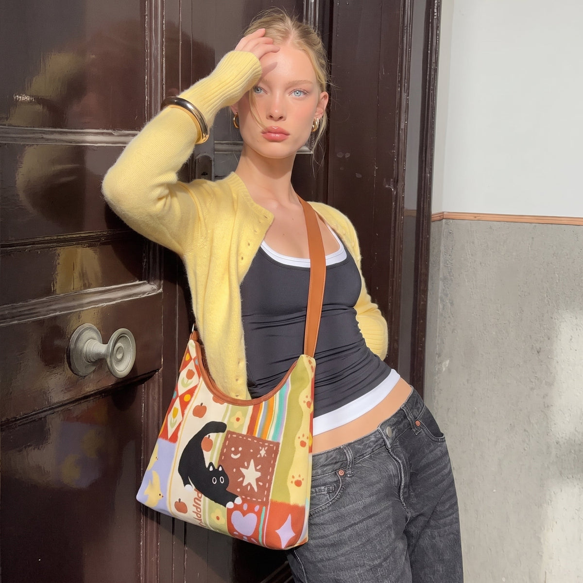 Clarissa Cat Art Shoulder Bag — Sernelle — view 8