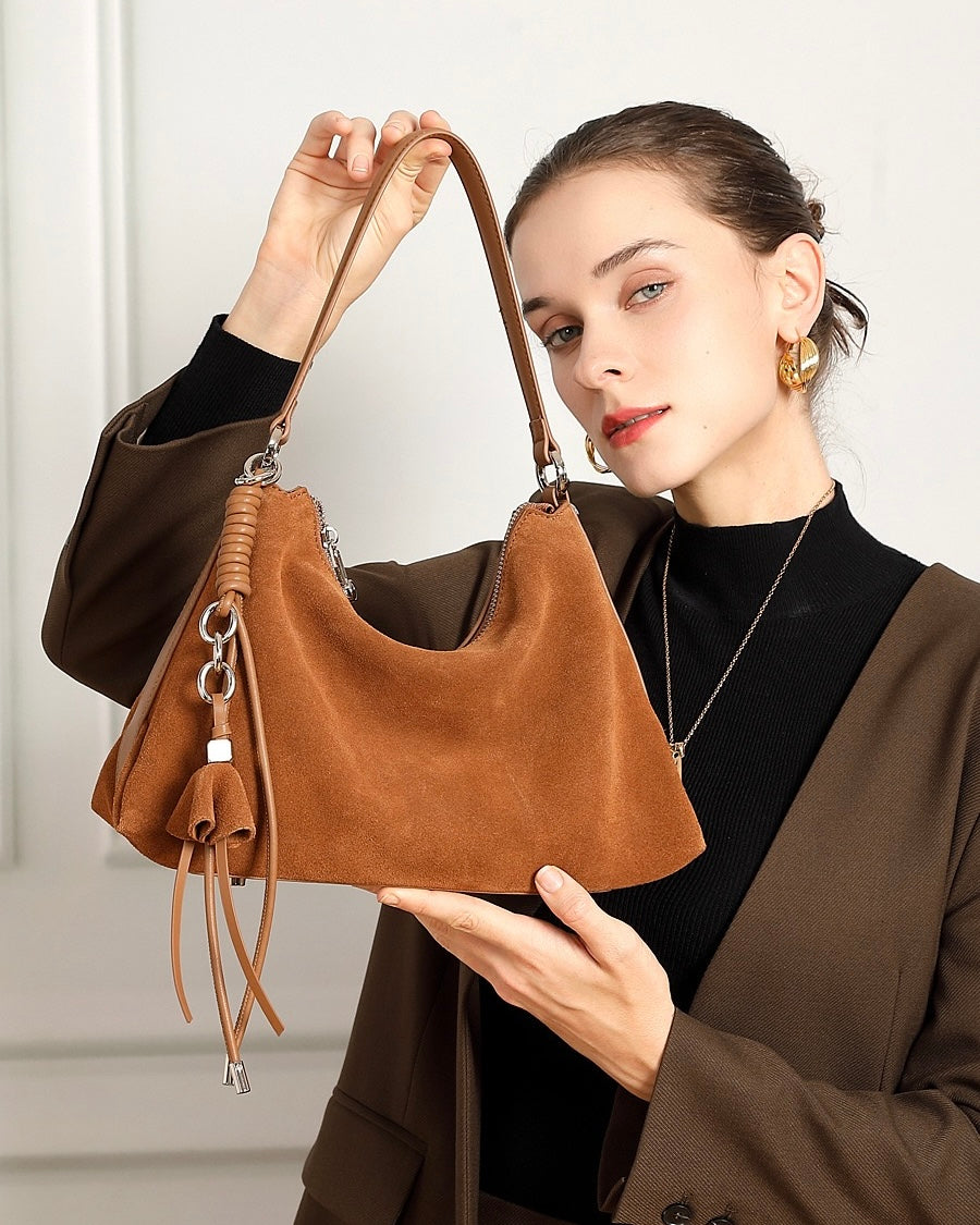 Yara Suede Tassel Hobo Bag