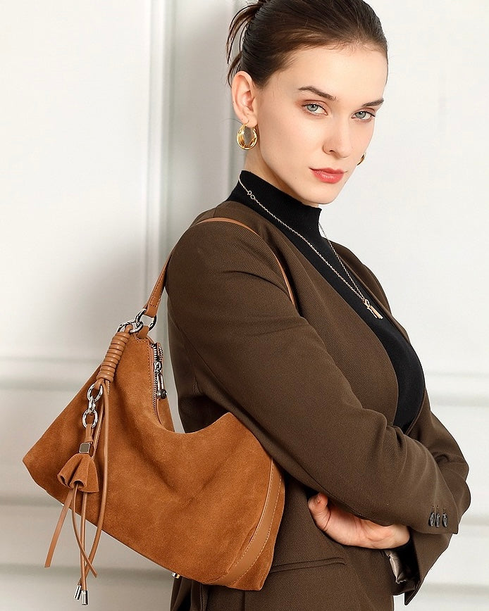 Yara Suede Tassel Hobo Bag