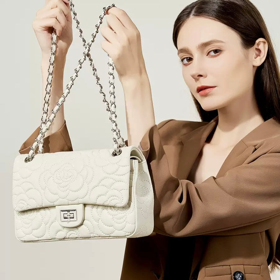 Lucille Quilted Chain Crossbody Bag