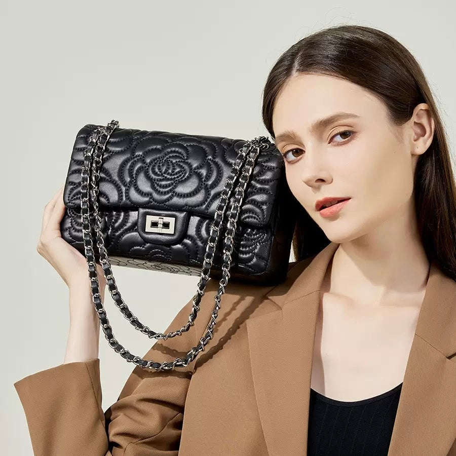 Lucille Quilted Chain Crossbody Bag
