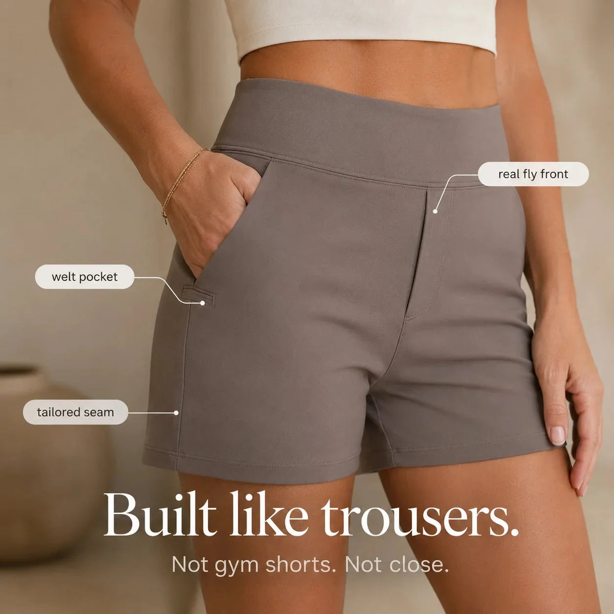 Wren – High-Waisted Tailored Bermuda Shorts with Pockets