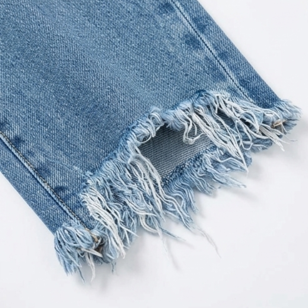 Vivara – Retro Fringed Cropped Straight-Leg Jeans