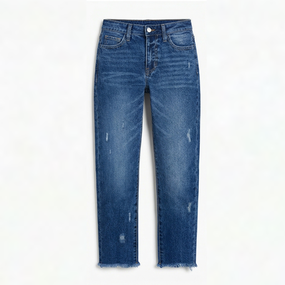 Vivara – Retro Fringed Cropped Straight-Leg Jeans