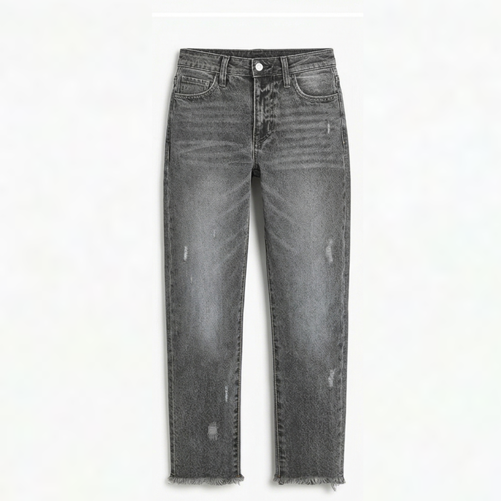 Vivara – Retro Fringed Cropped Straight-Leg Jeans