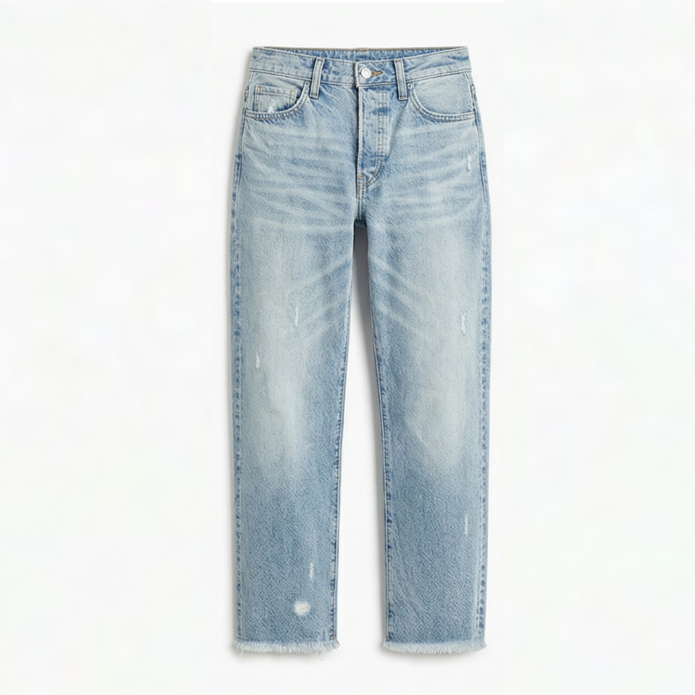 Vivara – Retro Fringed Cropped Straight-Leg Jeans