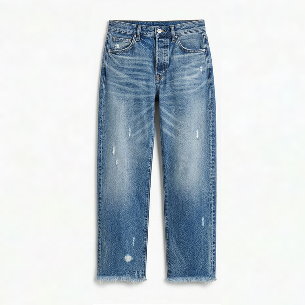 Vivara – Retro Fringed Cropped Straight-Leg Jeans