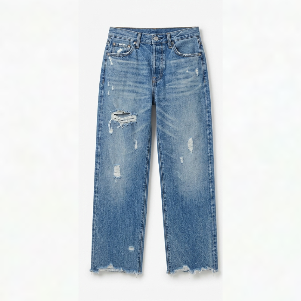 Vivara – Retro Fringed Cropped Straight-Leg Jeans