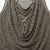 Lunessa – Draped Cowl-Neck Knit Halter Top