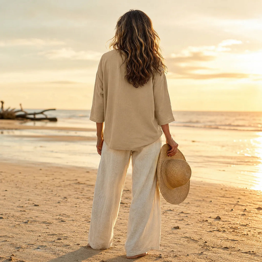 Sereva – Relaxed V-Neck Linen Blouse