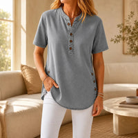 Avelyn – Henley Tunic Top with Side Buttons
