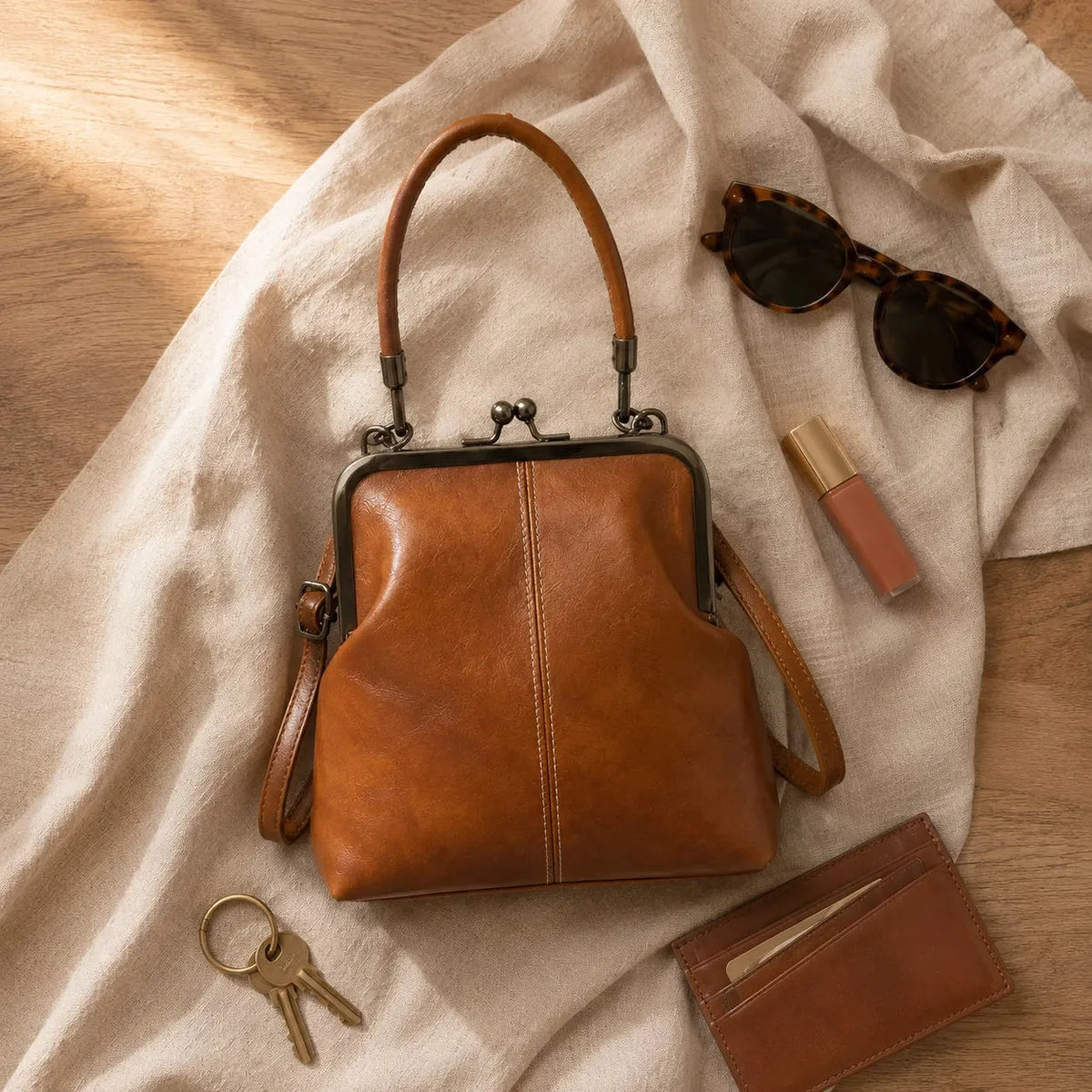 Marenza – Vintage Kiss-Lock Crossbody Bag