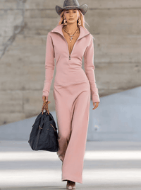 Cordelia – Zip-Front Long-Sleeve Maxi Dress