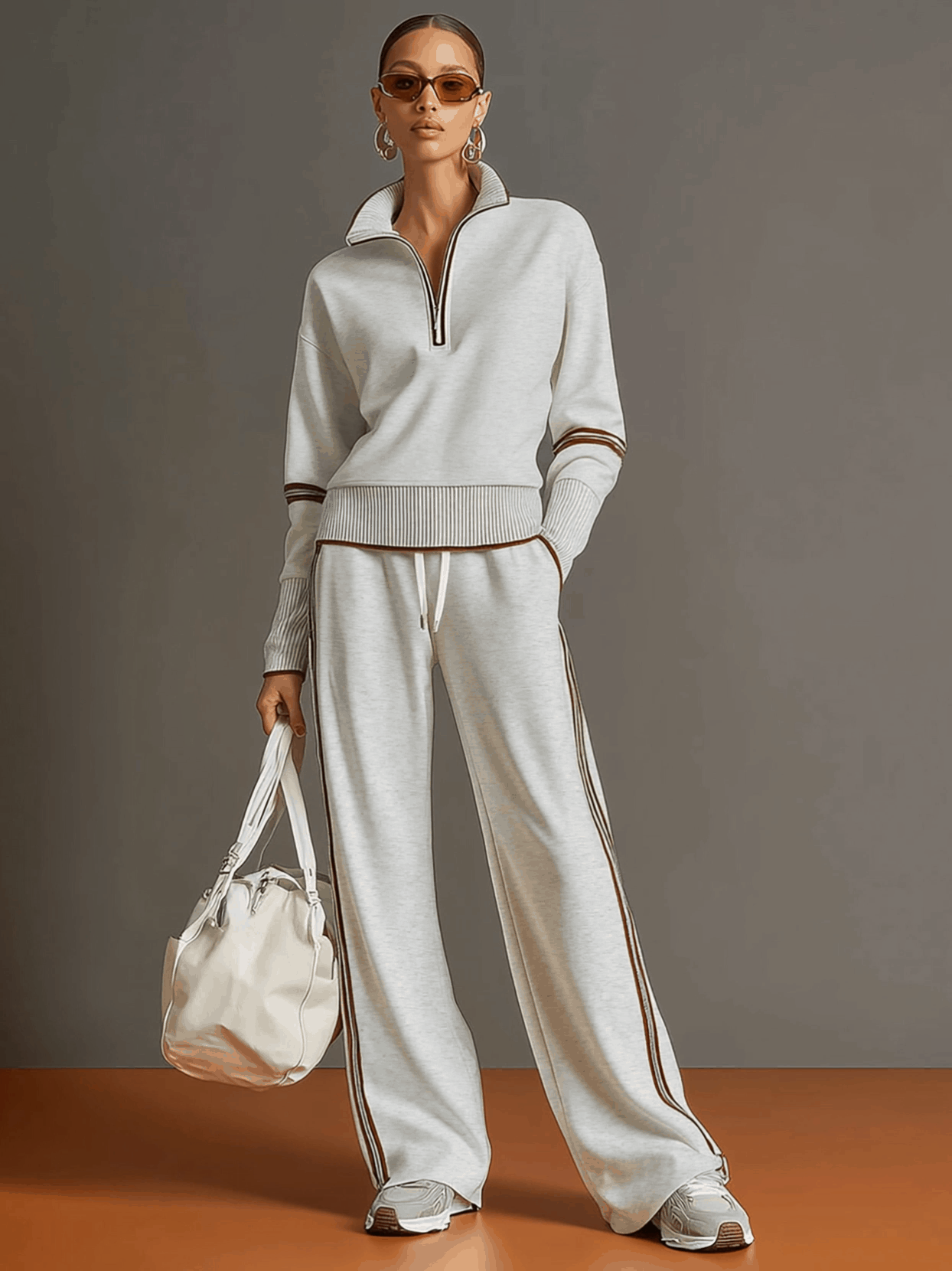 Imogen – Half-Zip Sweatshirt & Wide-Leg Pants Set