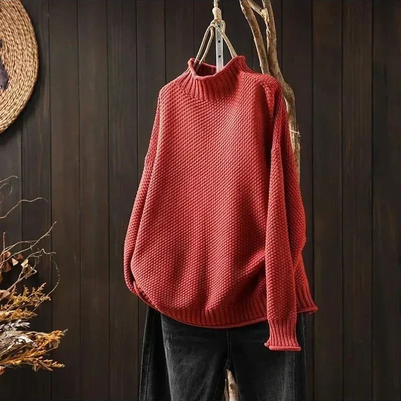 Shirley – Relaxed Mock Neck Knit Sweater