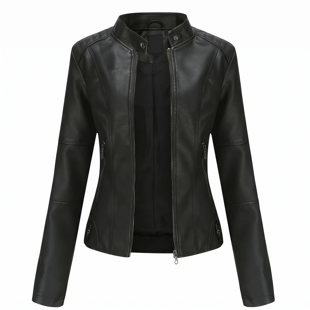 Marissa | Slim Moto Jacket with Stand Collar