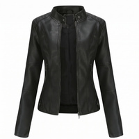 Marissa | Slim Moto Jacket with Stand Collar