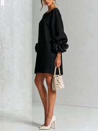 Rosamund | Floral-Cuff Button Mini Dress