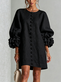Aurora | Floral-Cuff Button Mini Dress