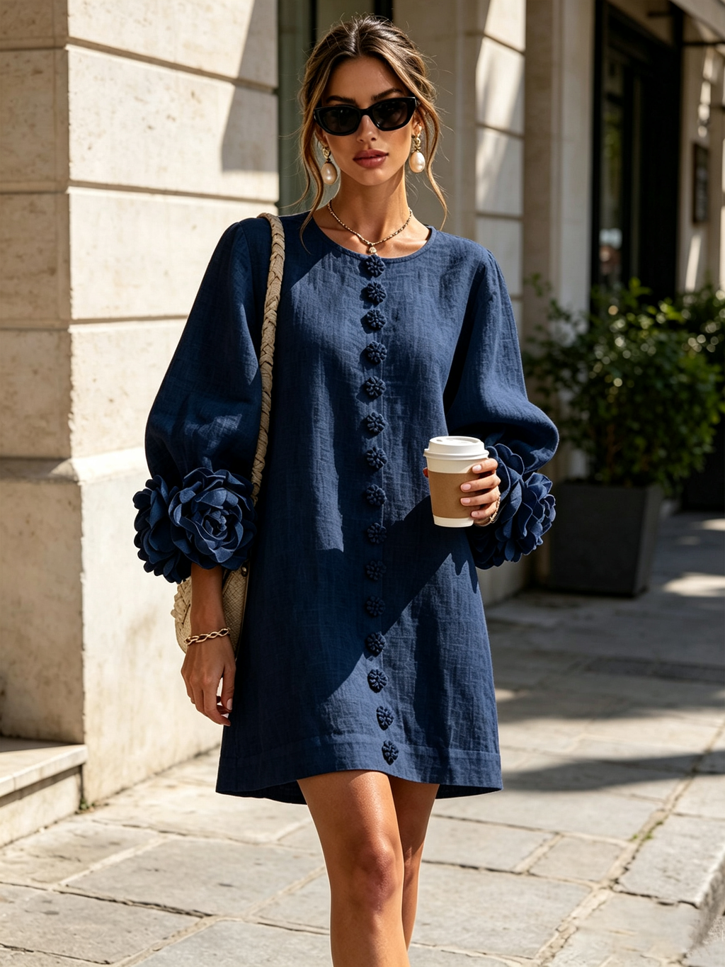 Fiona – Floral Button-Down Mini Dress