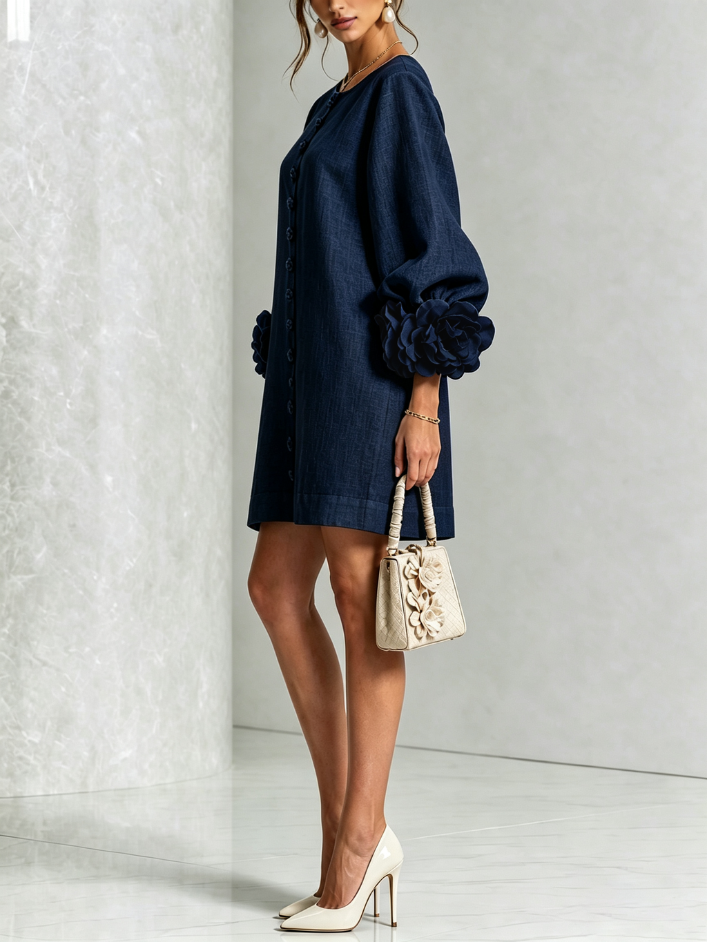 Fiona – Floral Button-Down Mini Dress