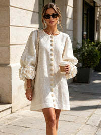 Fiona – Floral Button-Down Mini Dress