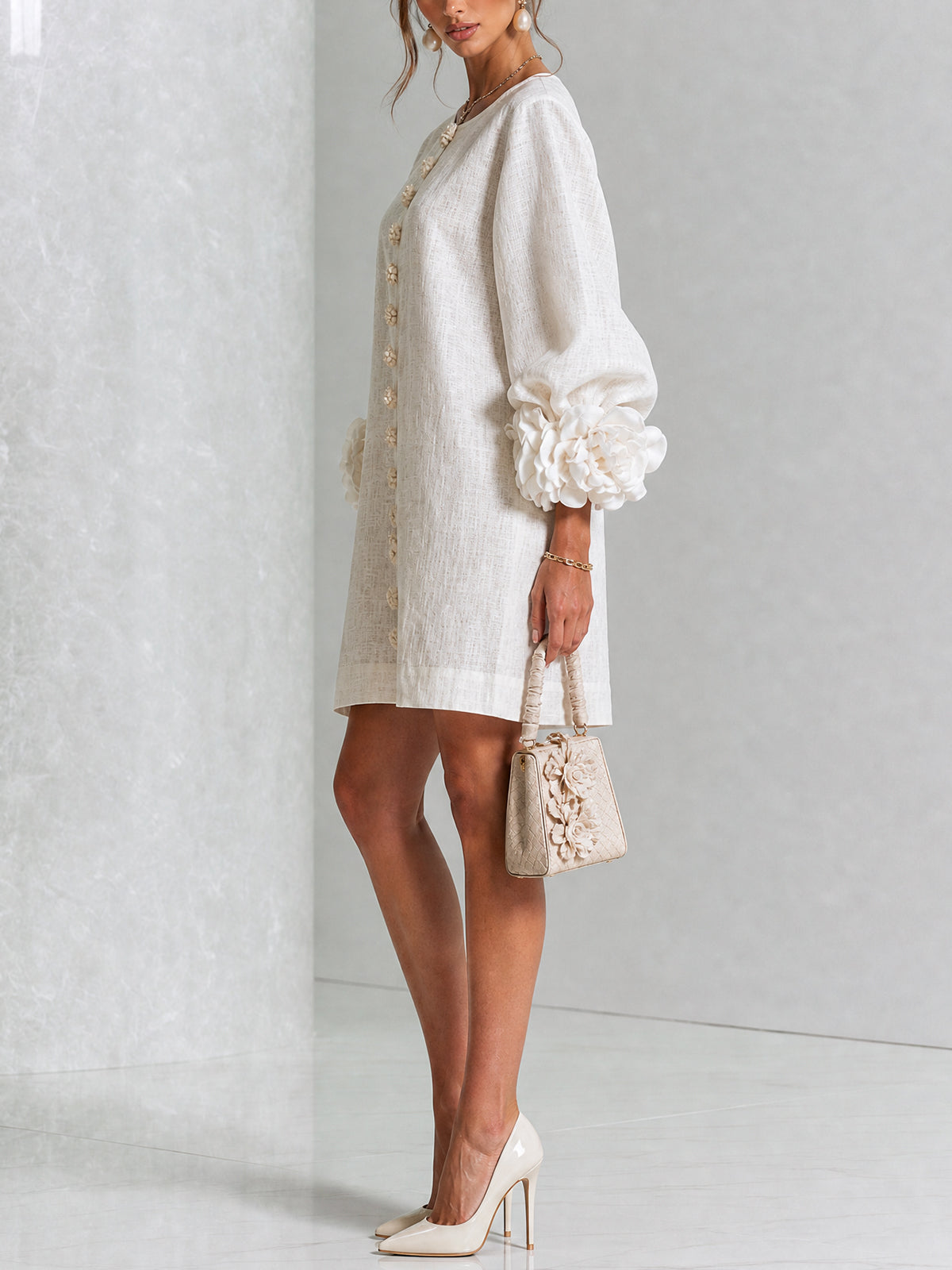Fiona – Floral Button-Down Mini Dress