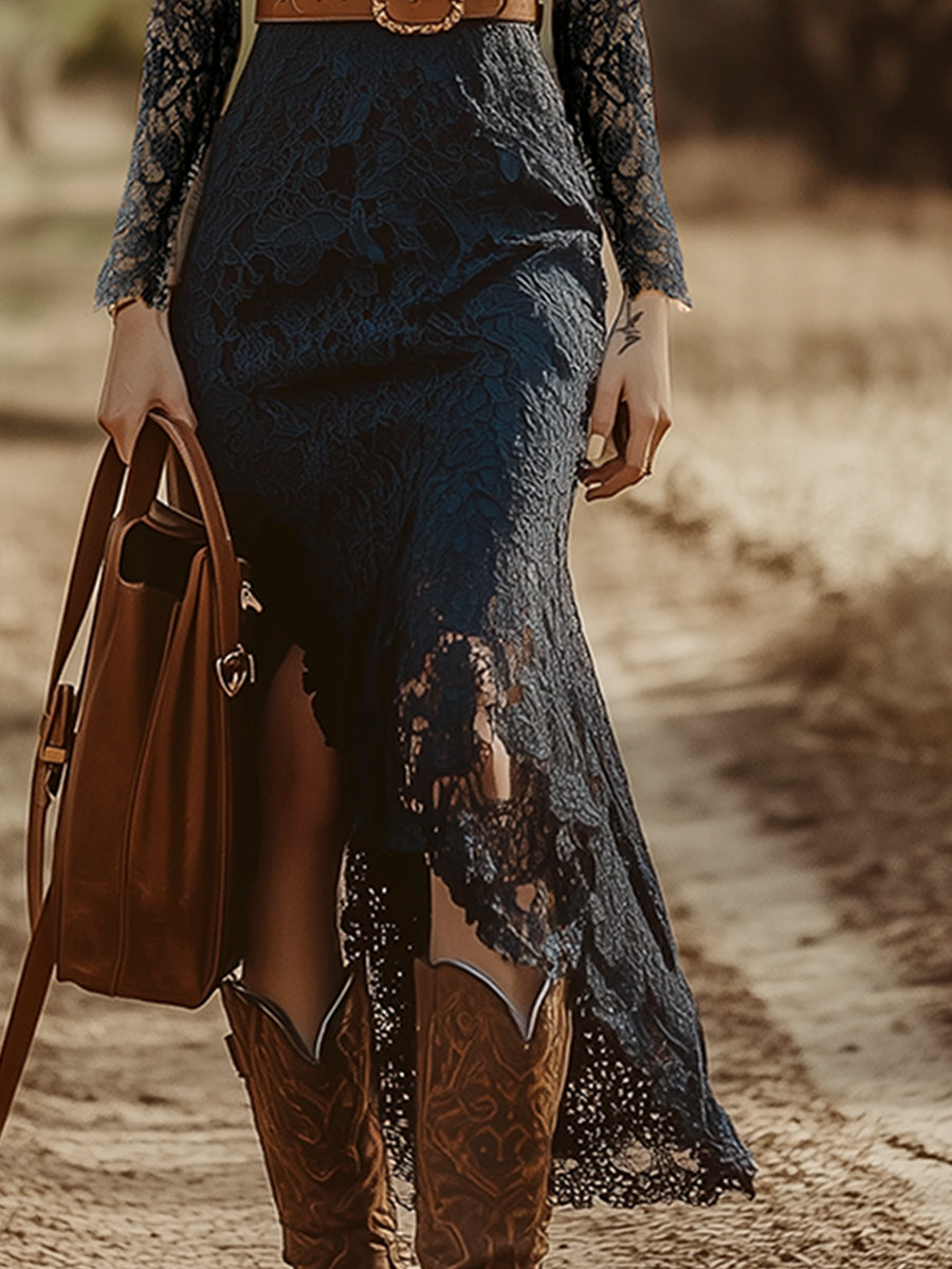 Ingrid – Lace Long-Sleeve Midi Dress
