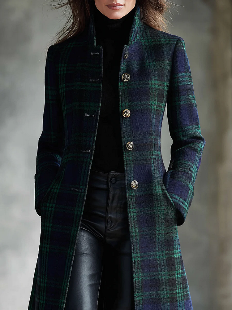 Maren coat, stand collar and metal buttons