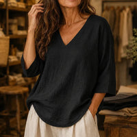 Sereva – Relaxed V-Neck Linen Blouse