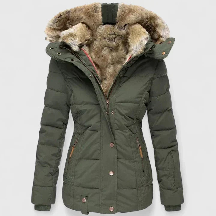 Carol – Quilted Puffer Jacket with Faux Fur Hood