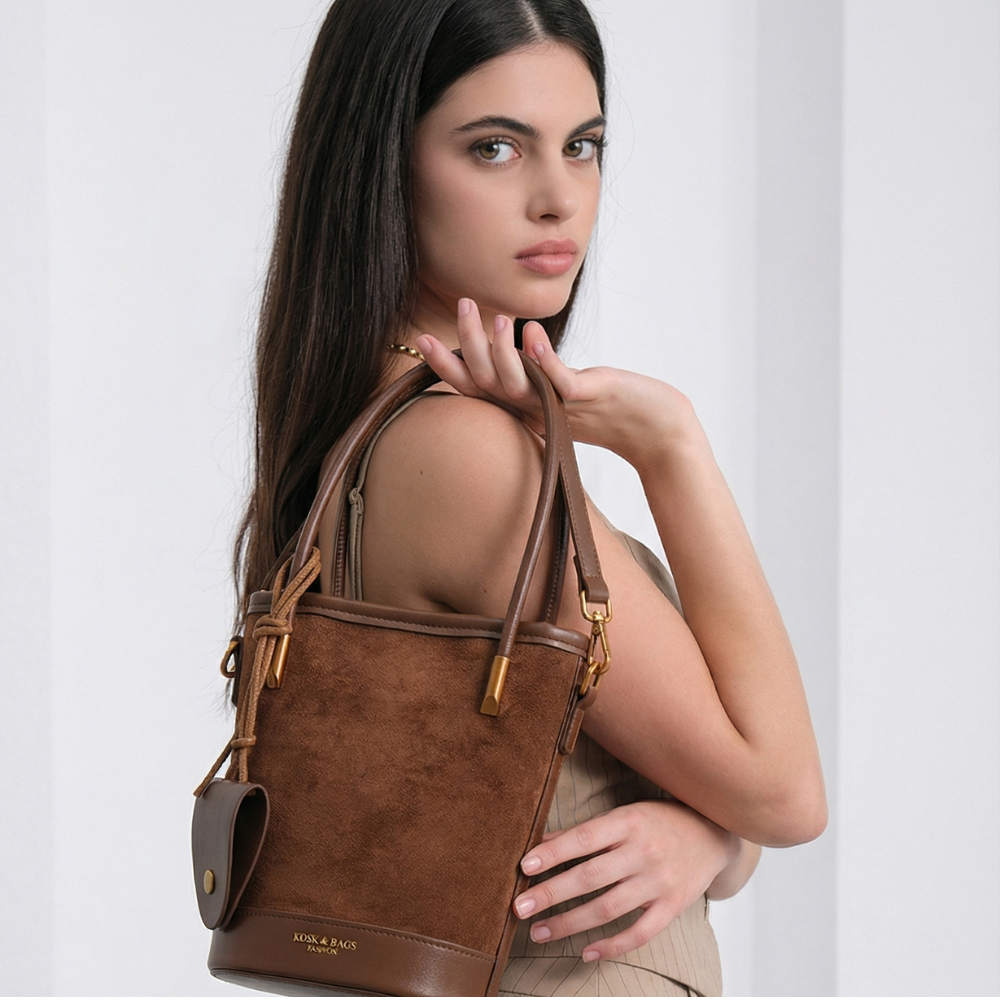 Bellamy Suede-Look Bucket Bag — Sernelle — view 5