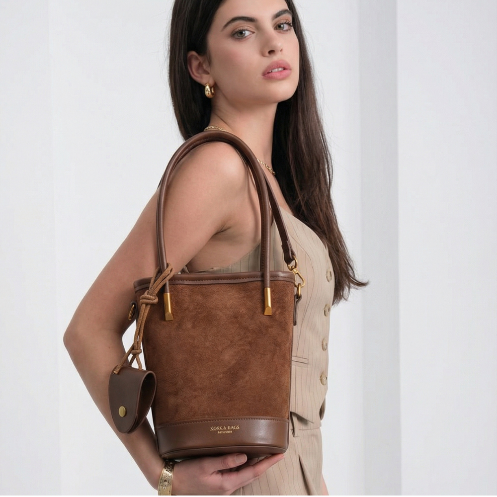 Bellamy Suede-Look Bucket Bag — Sernelle — view 4