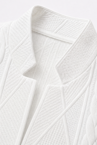 Bella – Textured Knit Stand-Collar Open-Front Blazer
