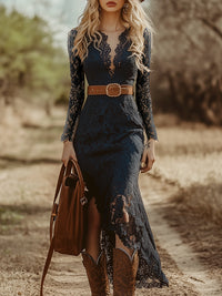Ingrid – Lace Long-Sleeve Midi Dress