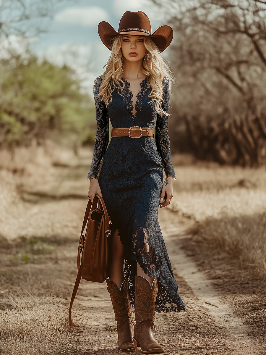 Ingrid – Lace Long-Sleeve Midi Dress