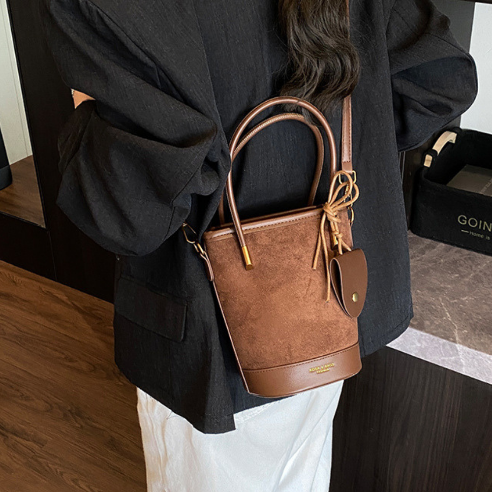 Bellamy Suede-Look Bucket Bag — Sernelle — view 8
