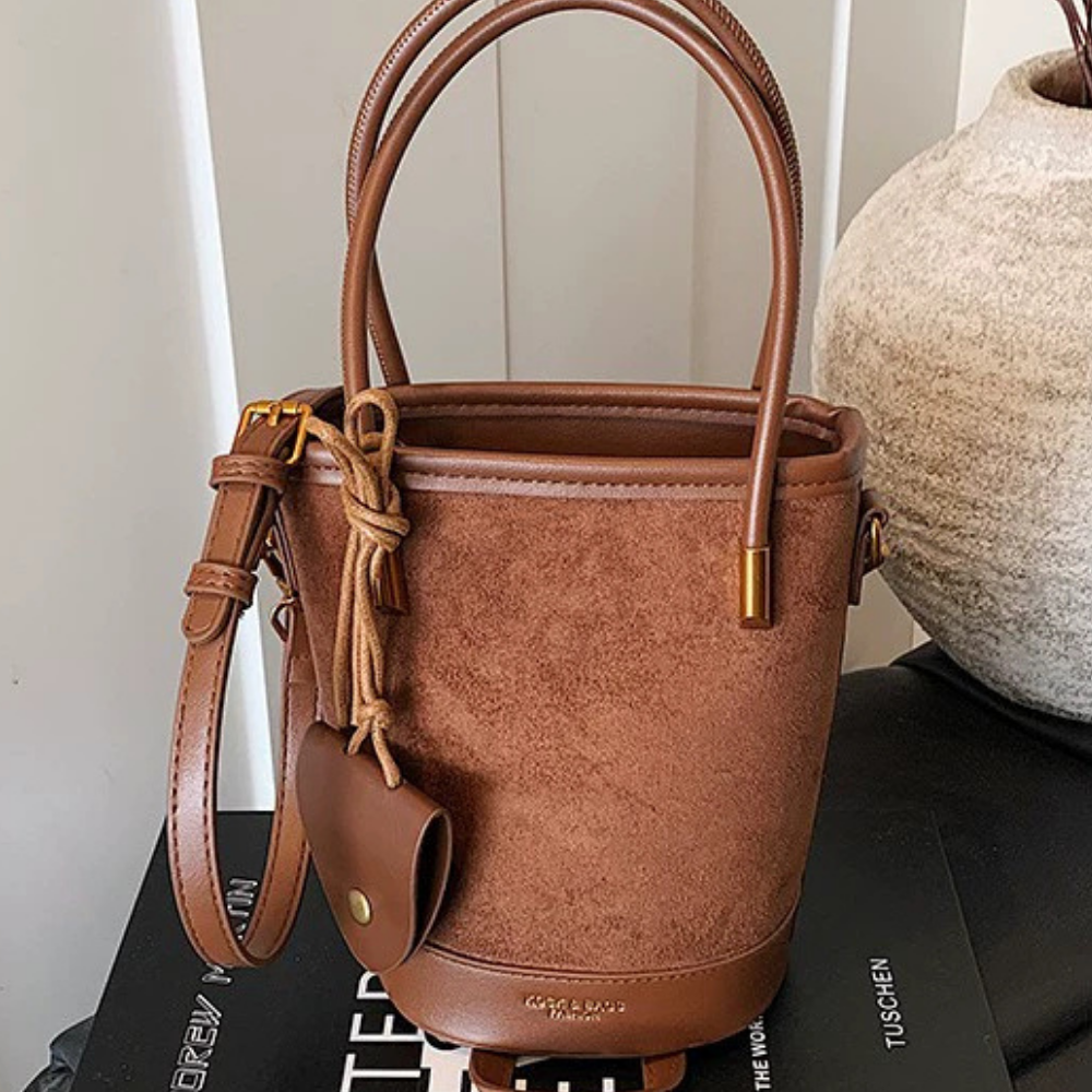 Bellamy Suede-Look Bucket Bag — Sernelle — view 6